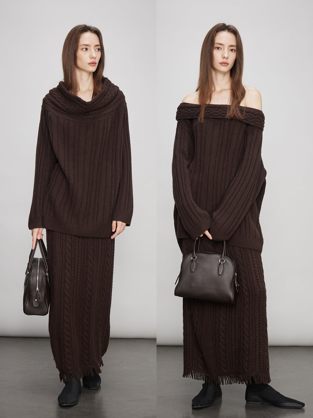 Off-Shoulder Knit Tops Or Knit Waist Skirt_BDHL7992