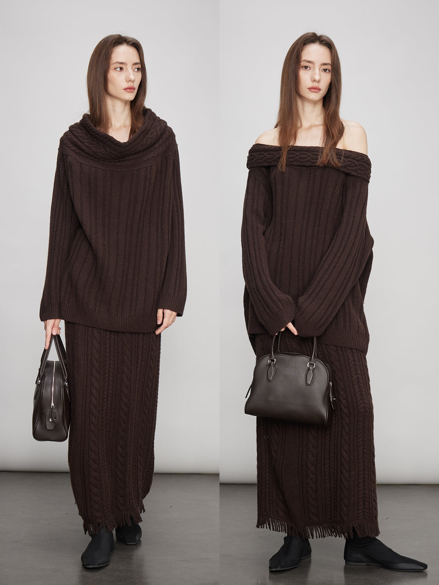 Off-Shoulder Knit Tops Or Knit Waist Skirt_BDHL7992