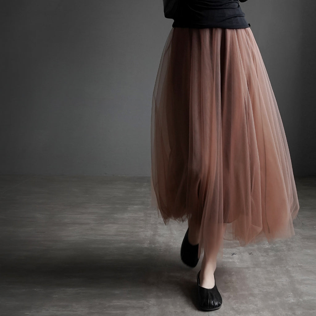 Tulle Flared Maxi Skirt_BDHL8351