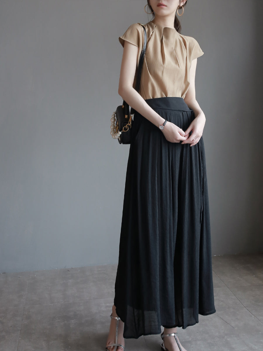 [Only 2 left in stock] 3D Pleated Sleeveless Tops_BDHL6072