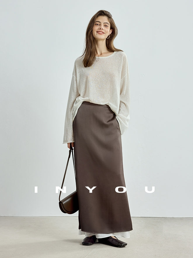 Double-Layer Back Slit Skirt_BDHL7718