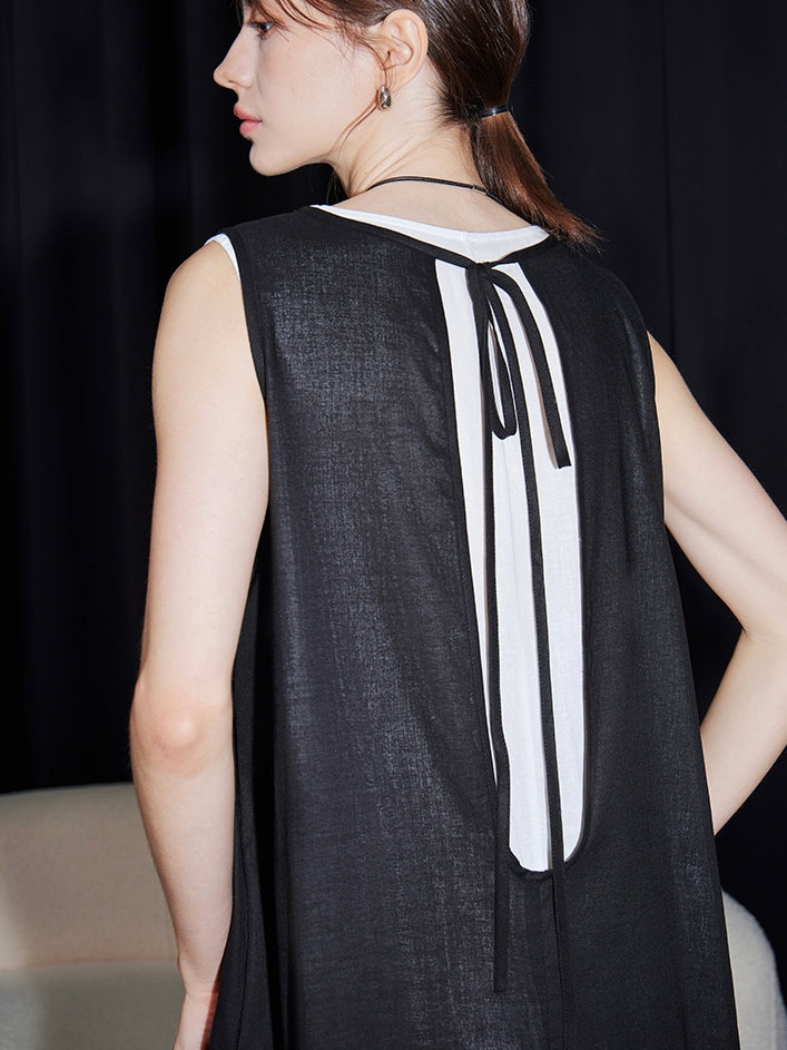 U-Neck Sleeveless Dress Set_BDHL7599