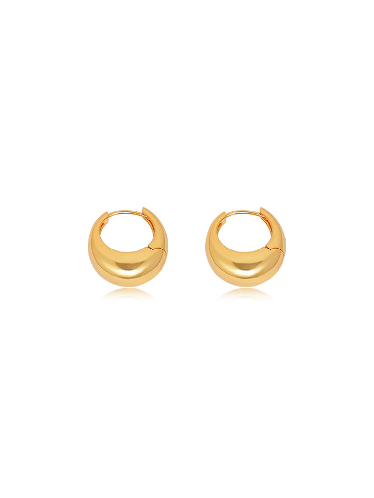 Glossy Dome-Shaped Hoop Pierced Earrings_BDHL7675