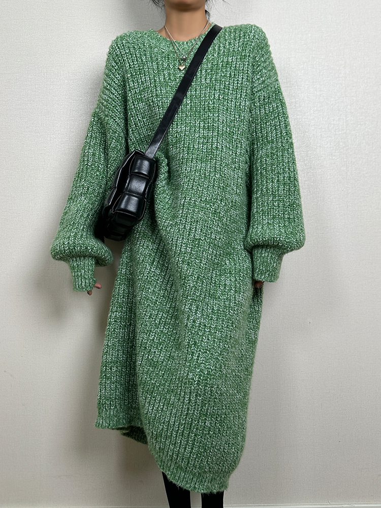 Loose Thick Knit Long Dress_BDHL6729