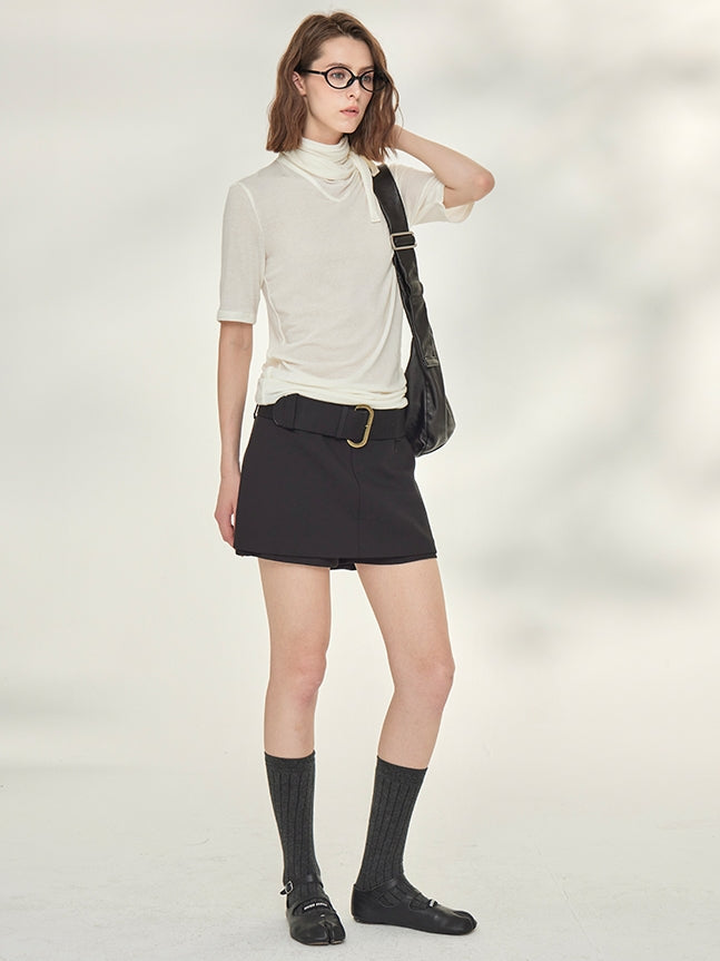 Ribbon-Tie Short-Sleeved Or Long-Sleeved Tops_BDHL7790