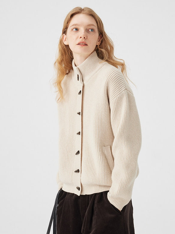 立領羅紋針織開襟衫_BDHL8117