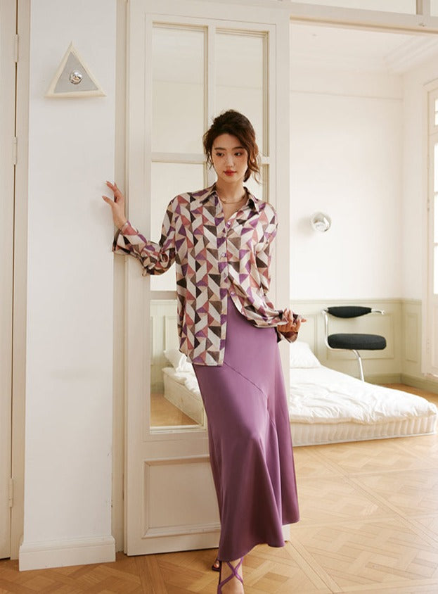 Purple Slim Long Skirt_BDHL6014