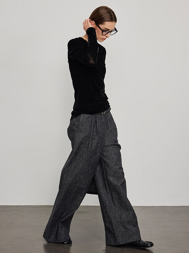 High-Waist Striped Tweed Pants_BDHL6443