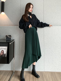 Irregular A-Line Pleated Skirt_BDHL7219