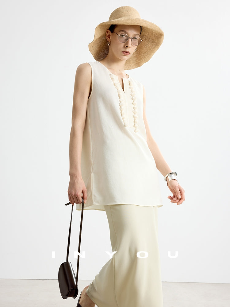 Fringe V-Neck Sleeveless Tops_BDHL7652
