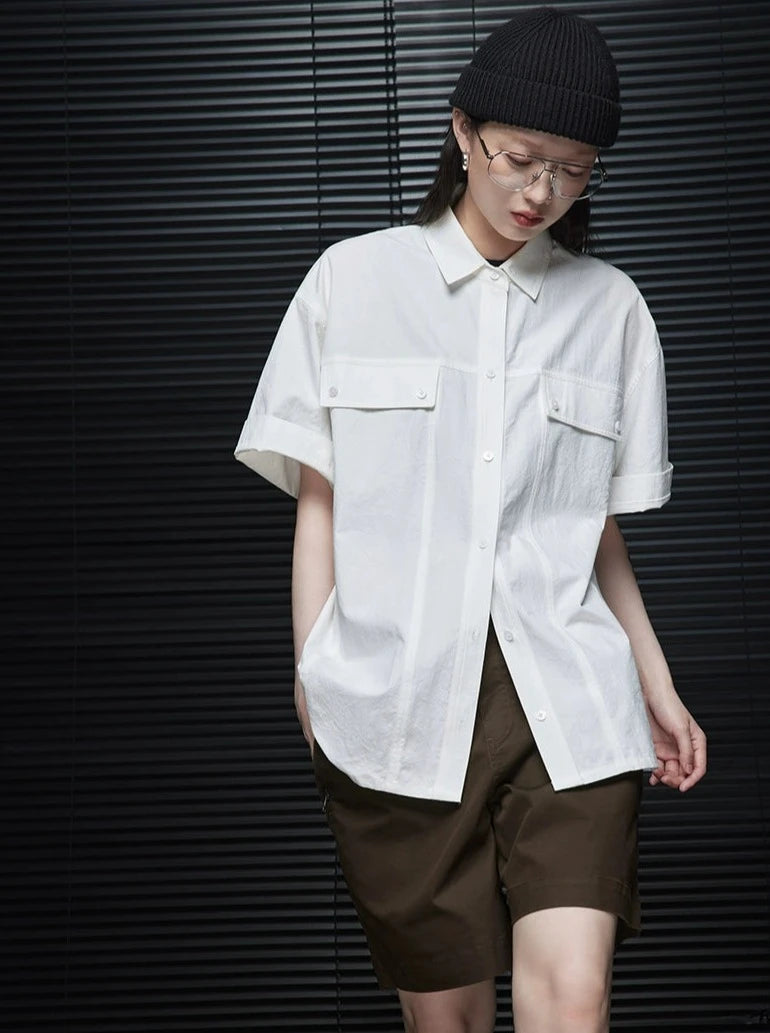 Cotton Linen Short-Sleeved Shirt_BDHL6035