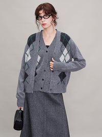 Argyle Knitted Vest Or Cardigan_BDHL6630