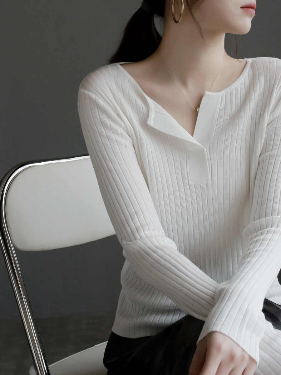 Skipper Ribbed Knit Tops_BDHL7268