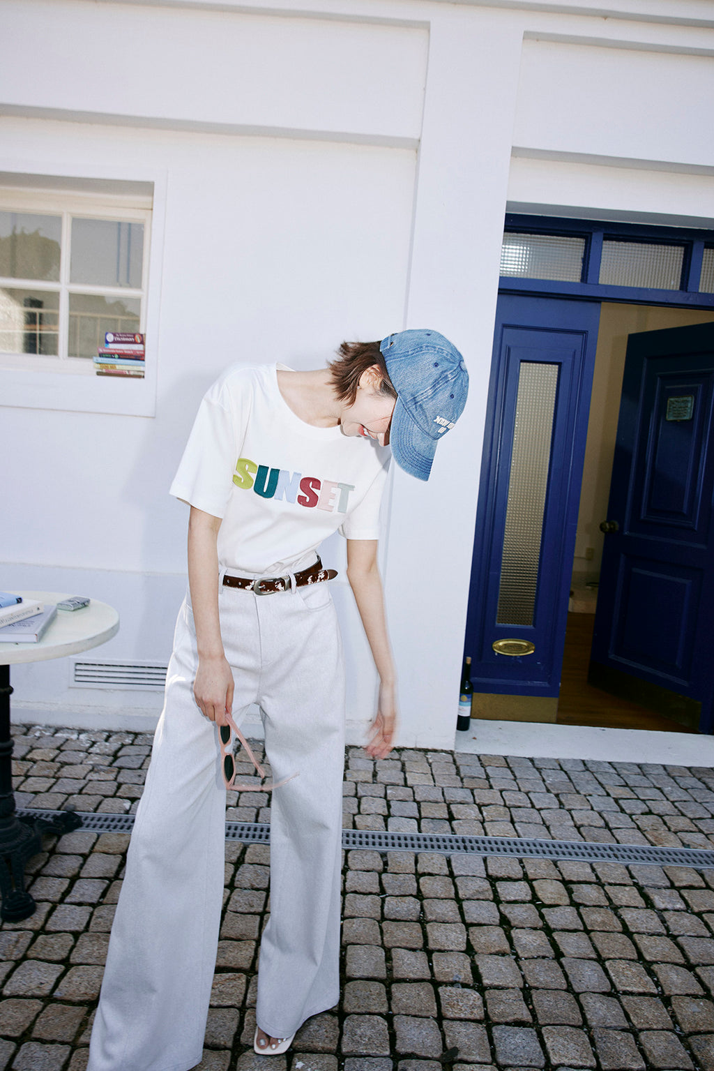 English Letter Print Straight Jeans_BDHL8233