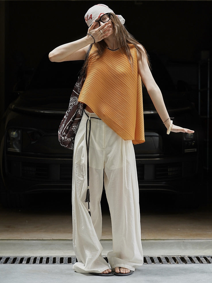 Irregular Round Neck Sleeveless Tops_BDHL7627