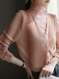 V-neck Gradient Colour Cardigan_BDHL7022