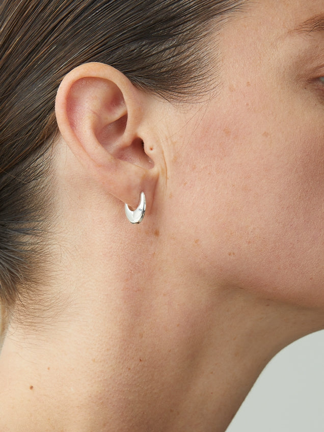 Round Silver Pierced Earrings_BDHL7463