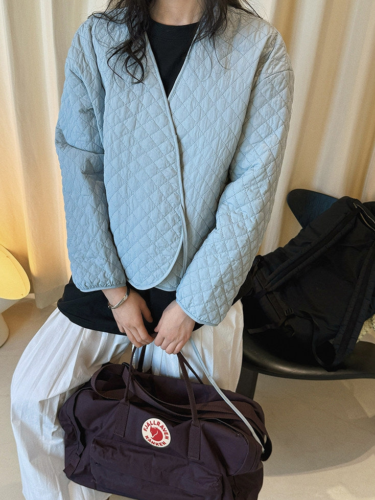 V-Neck Diamond-Stitch Jacket_BDHL8133