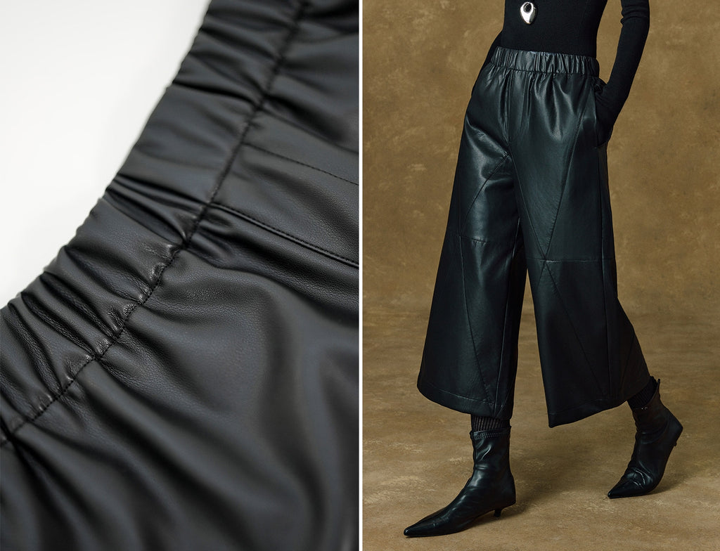 Leather Wide-Leg Cropped Pants_BDHL8160