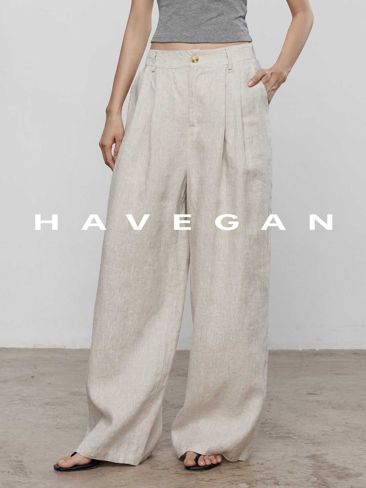 Waist-Strap Sleeveless Shirt And Casual Pants Set_BDHL7481