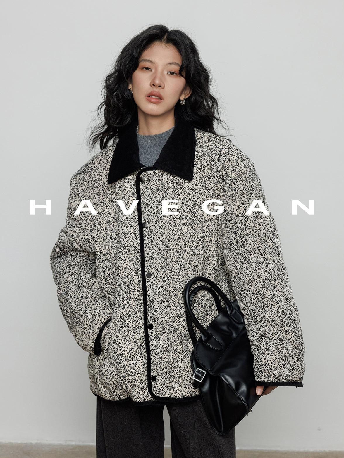 翻領花卉羽絨衣_BDHL7887