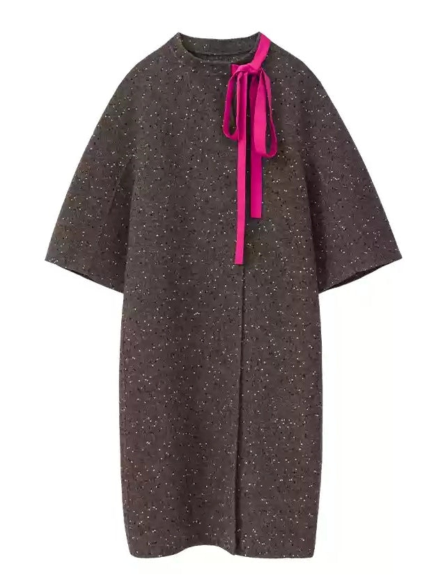 Ribbon Tie Collar Straight Coat_BDHL6758