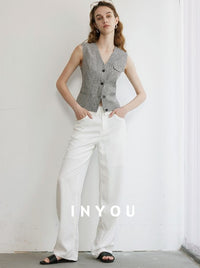 V-Neck Button Suit Vest_BDHL6116