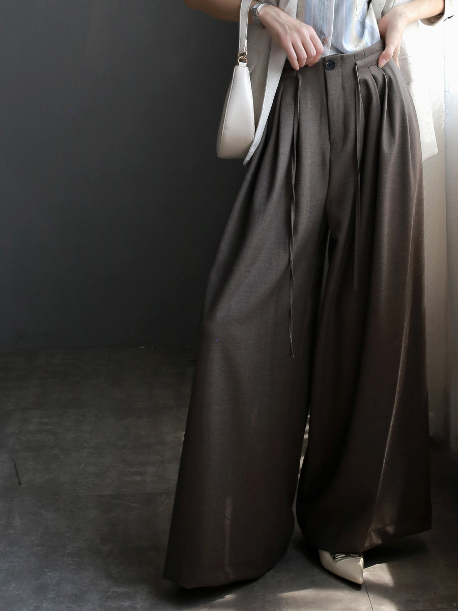 Pleated Drawstring Wide Pants_BDHL7763