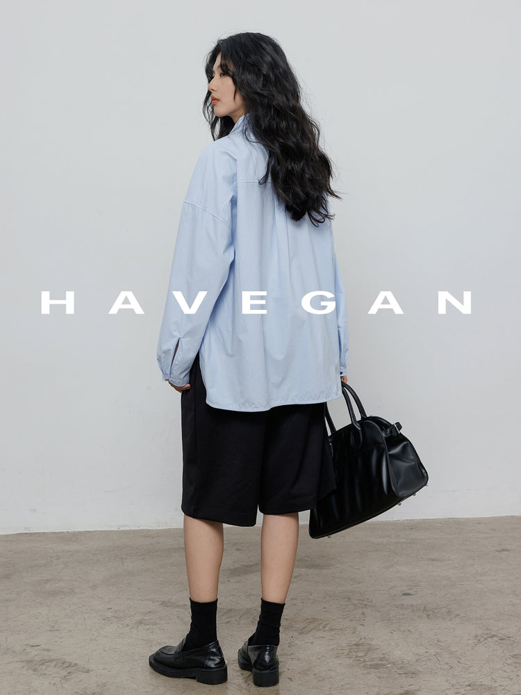 Hem Slit Design Shirt_BDHL7231