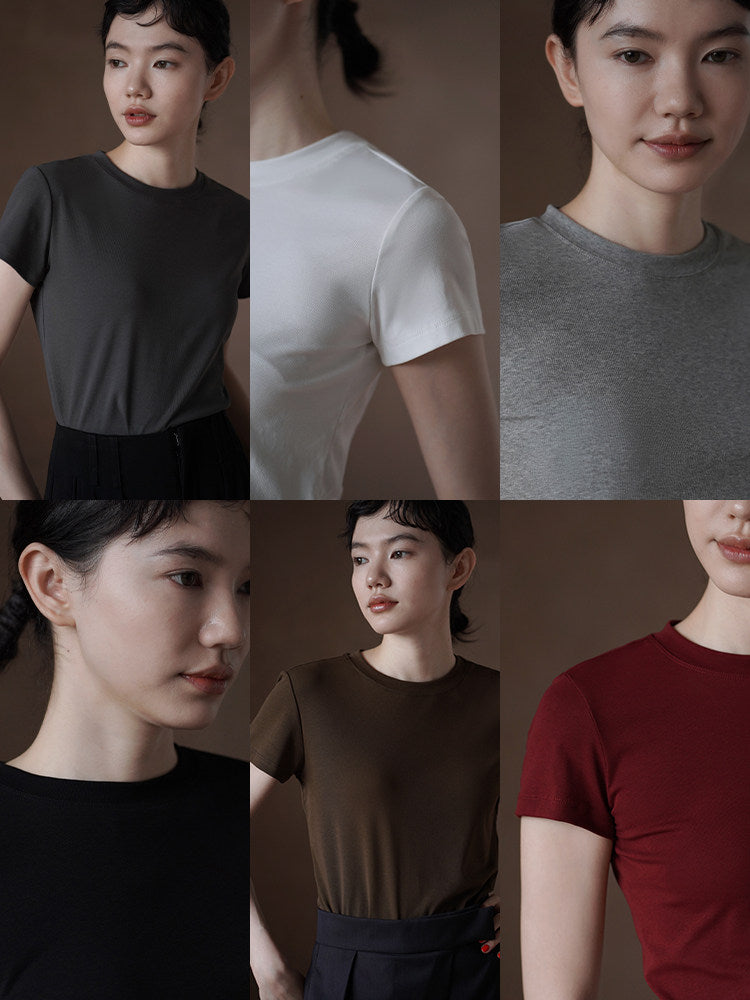 Slim Fit Short Sleeve Basic Tee_BDHL8296