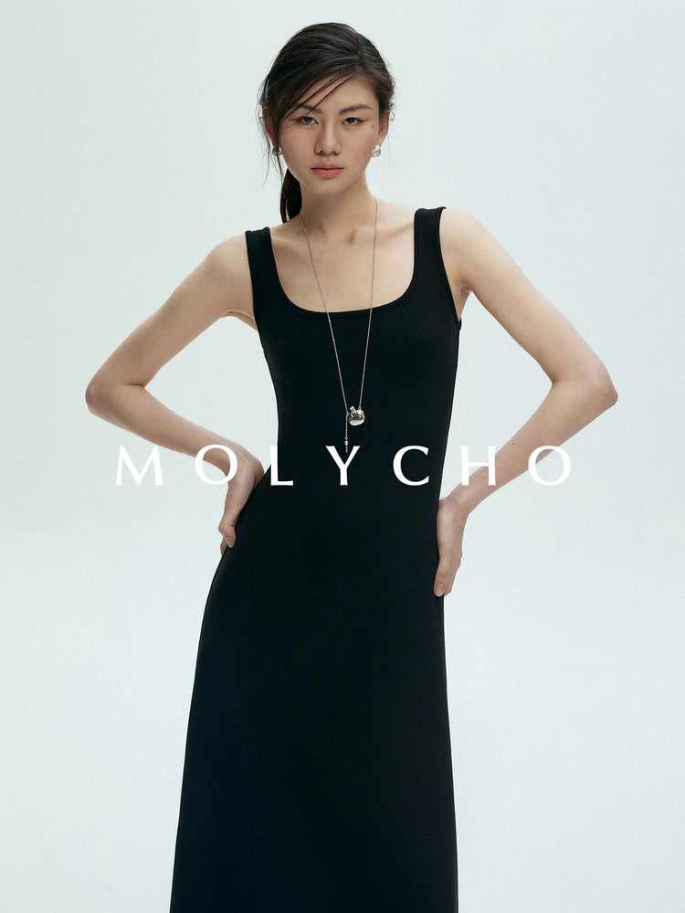 Square Neck Sleeveless Dress_BDHL7397