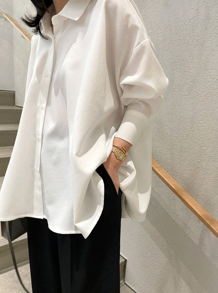 Long Sleeve Chiffon Cape Shirt_BDHL6283