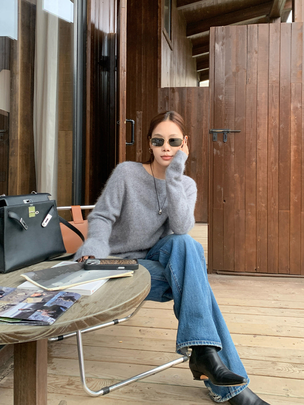 Wool Silk Cashmere Crew Neck Sweater_BDHL8441