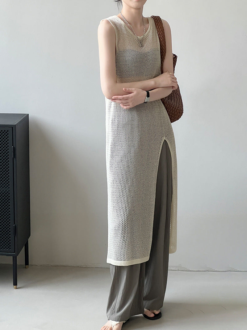 Hollow Long Sleeveless Tops_BDHL7561