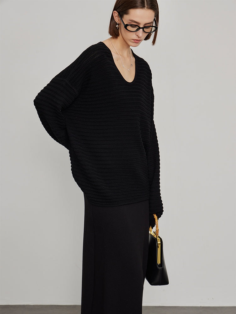 Relaxed Silhouette Pullover Sweater_BDHL6465