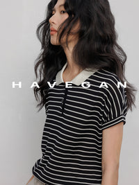Polo Collar Border Tops_BDHL7232