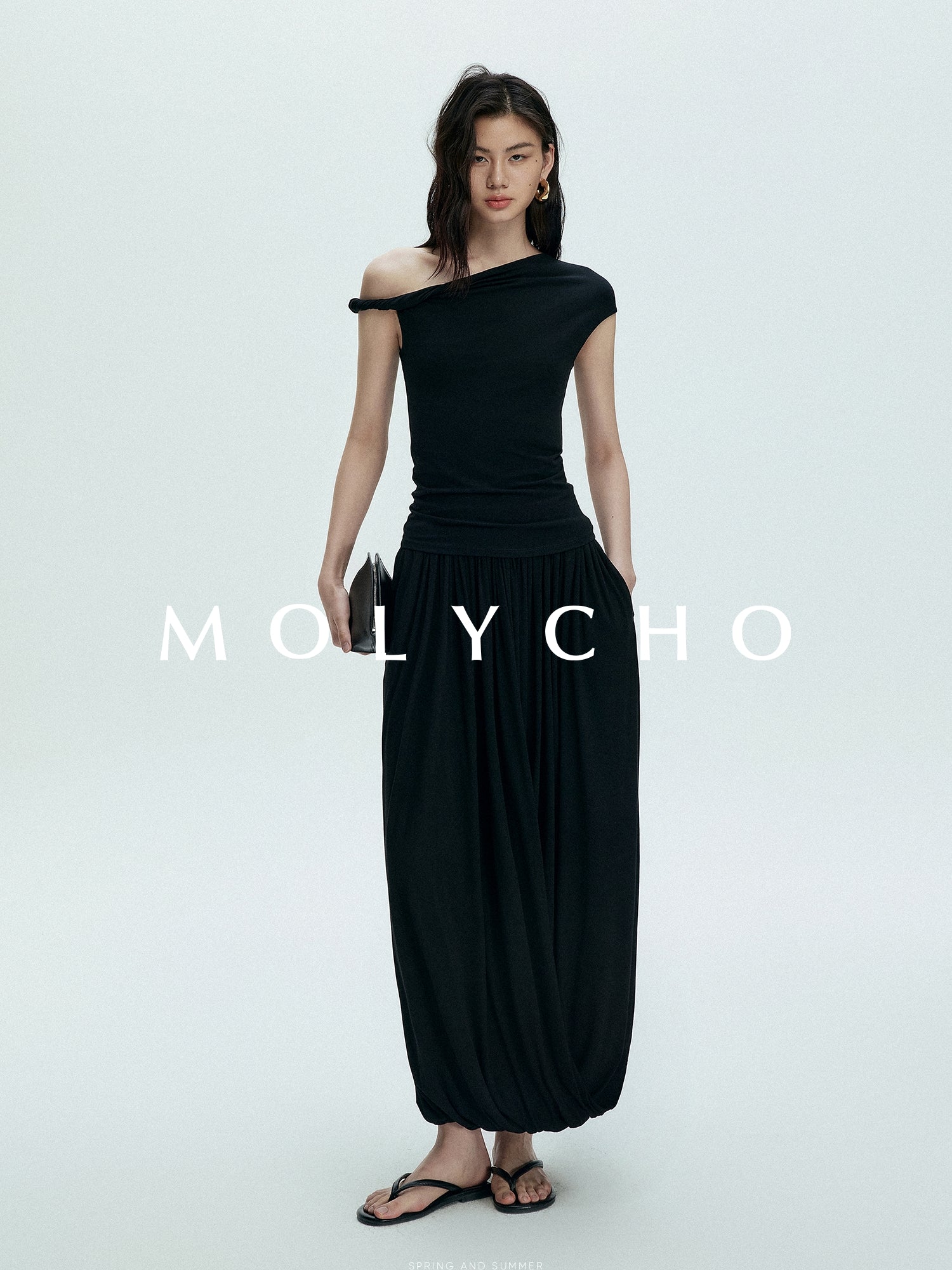 Pleated Long Skirt Pants_BDHL7398