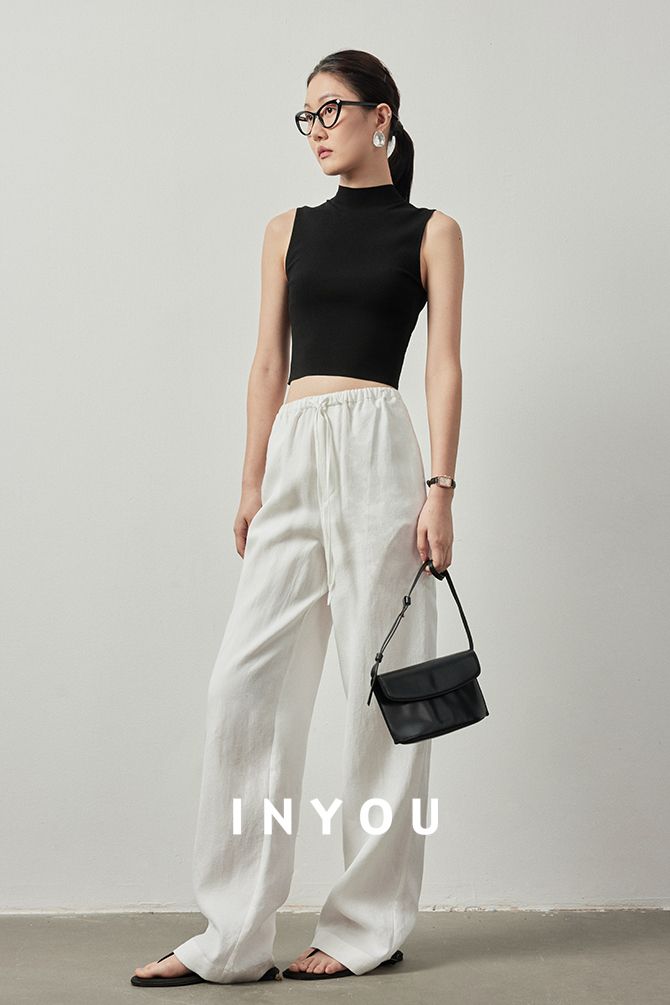 Draped Elastic Waist Wide Pants_BDHL6122