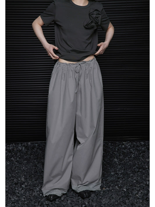 High-waisted drapey casual straight pants_BDHL5849
