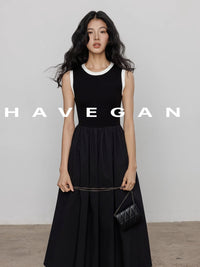 Contrast Color A-Line Dress_BDHL7368