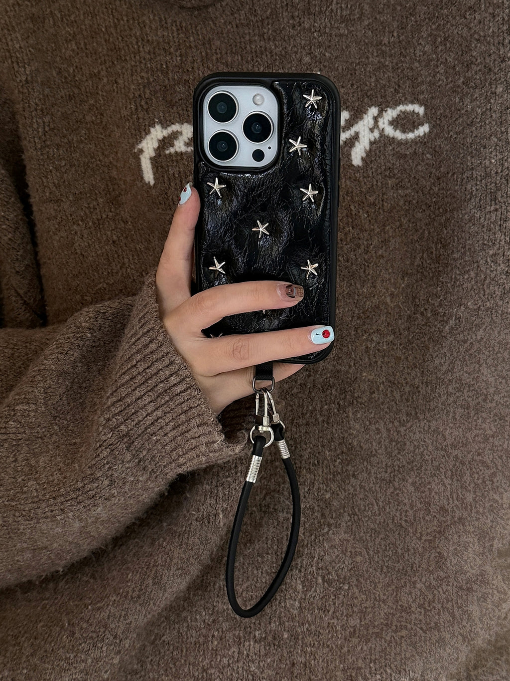 Waxed Black Leather For Iphone Case_BDHL8022