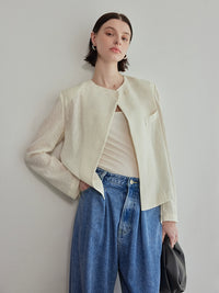 Asymmetrical Jacquard Short Jacket_BDHL6061