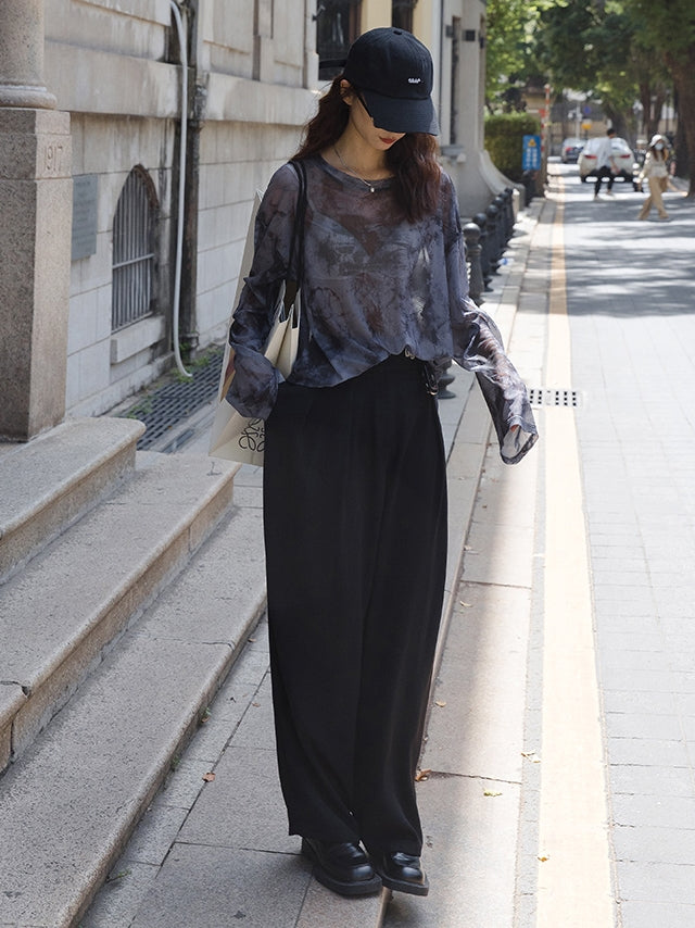 Thin Mesh Long-Sleeved Tops_BDHL7534