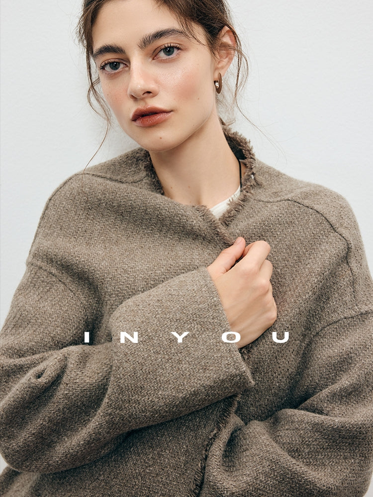 無領蓬鬆長外套_BDHL7909