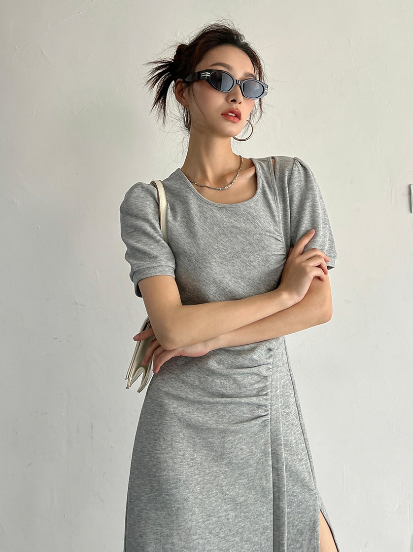 Slit Sleeveless Knit Dress_BDHL7569