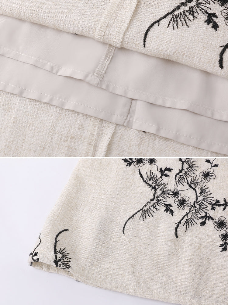 刺繡V領無袖洋裝_BDHL7236