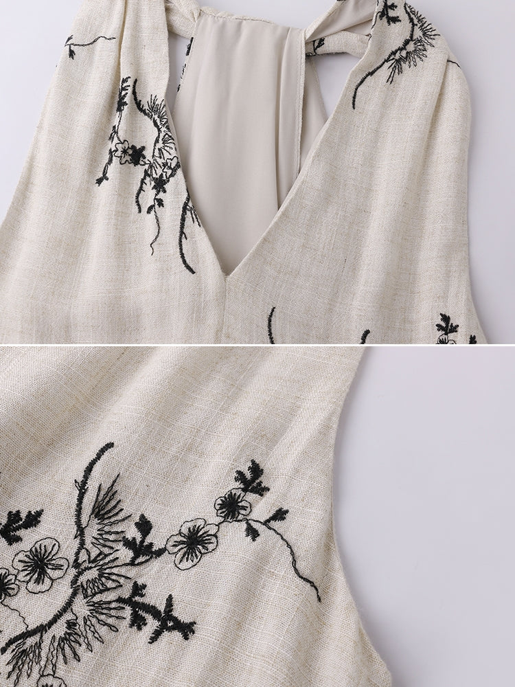 刺繡V領無袖洋裝_BDHL7236