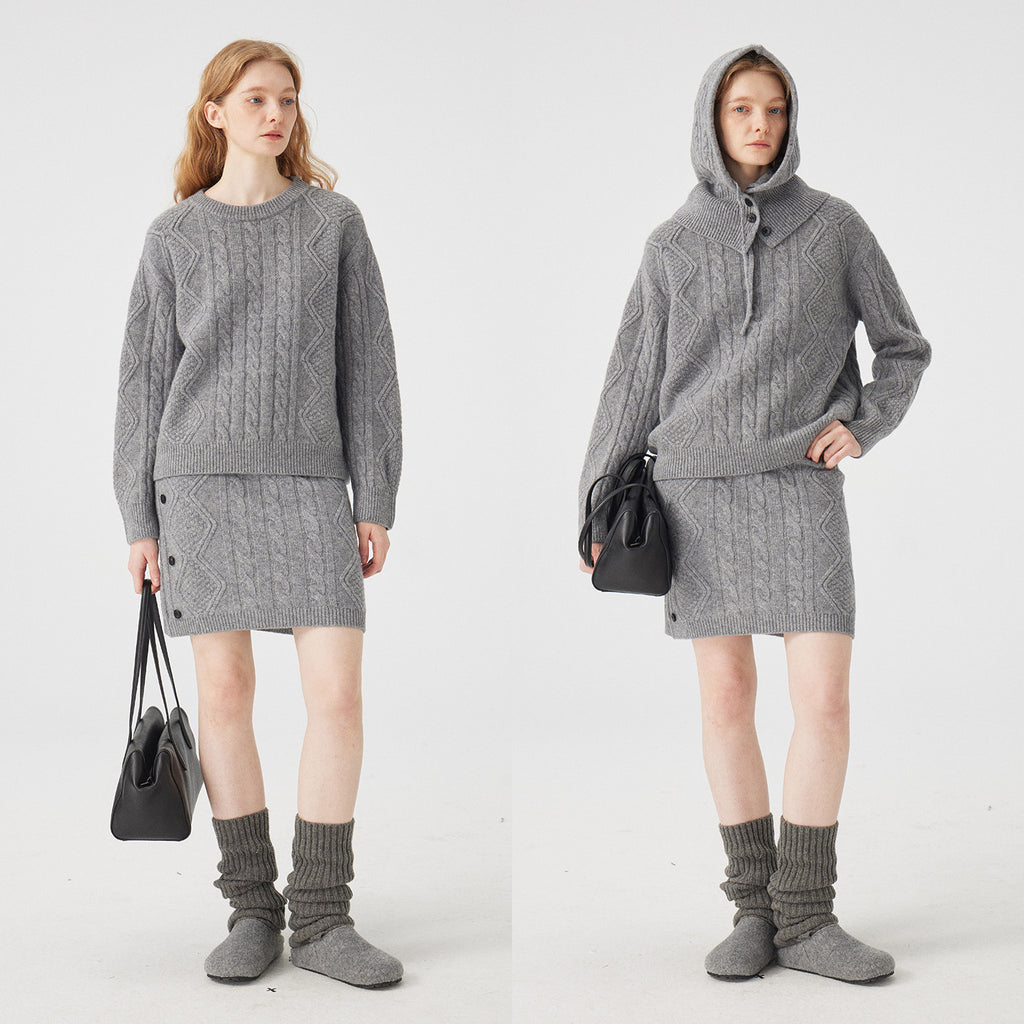Cable Knit Tops Or Skirt Or Hood_BDHL8120