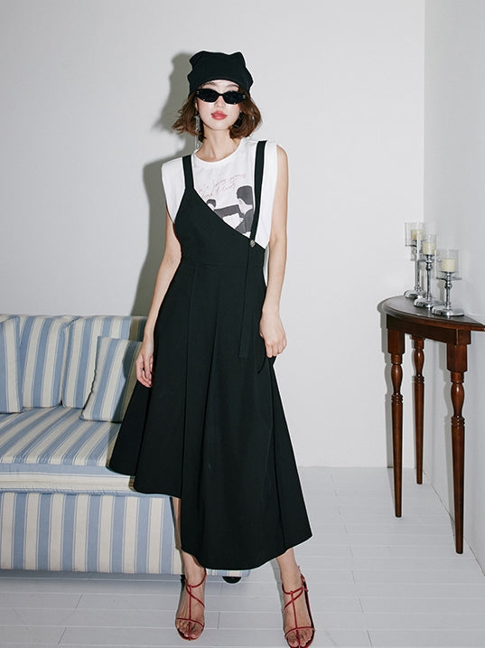 Irregular Shoulder Strap Skirt_BDHL7535