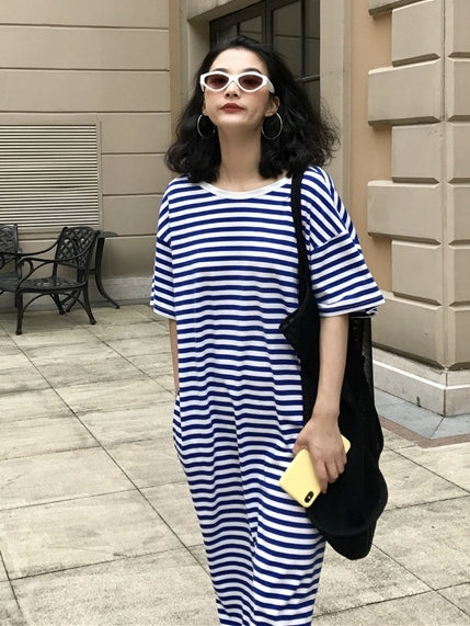 Backless Striped Sleeveless Dress_BDHL7548